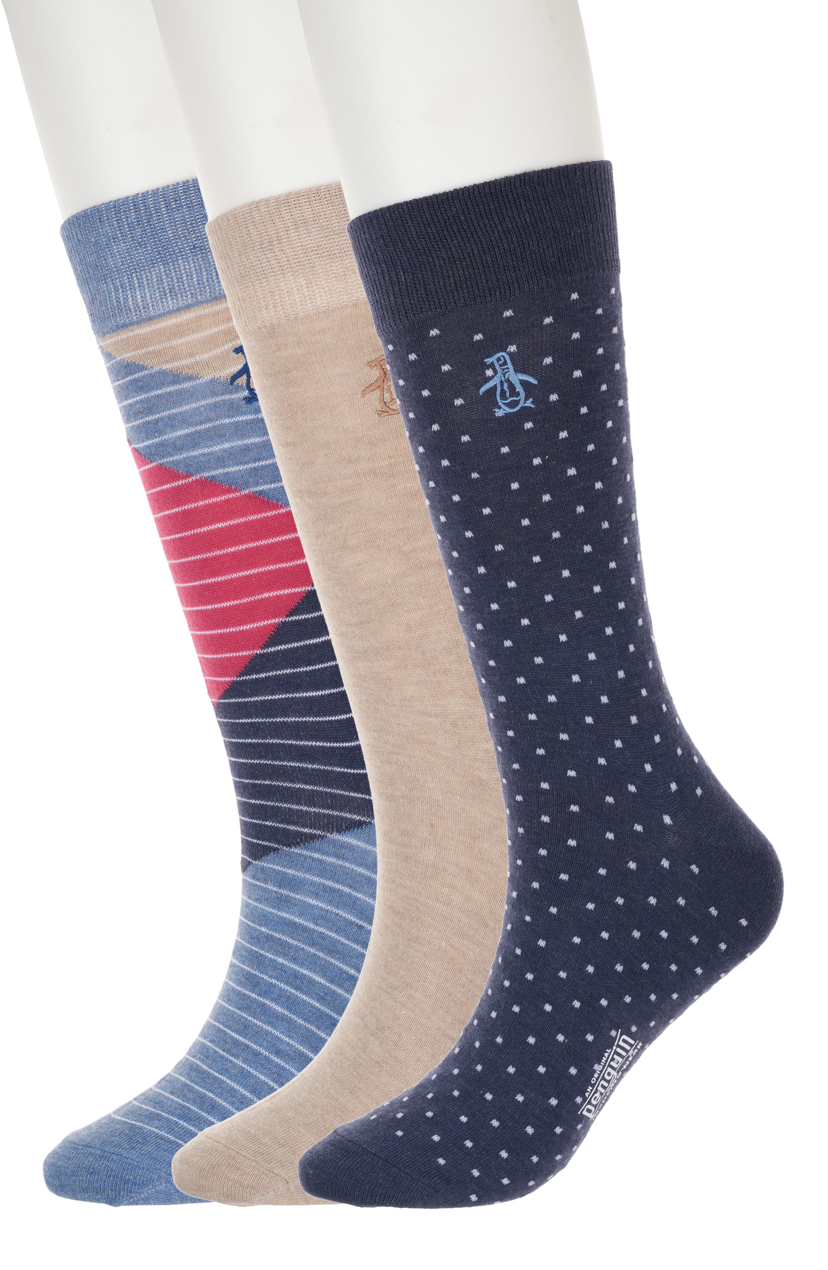 Original Penguin Owens Dot Assorted 3-Pack Crew Socks