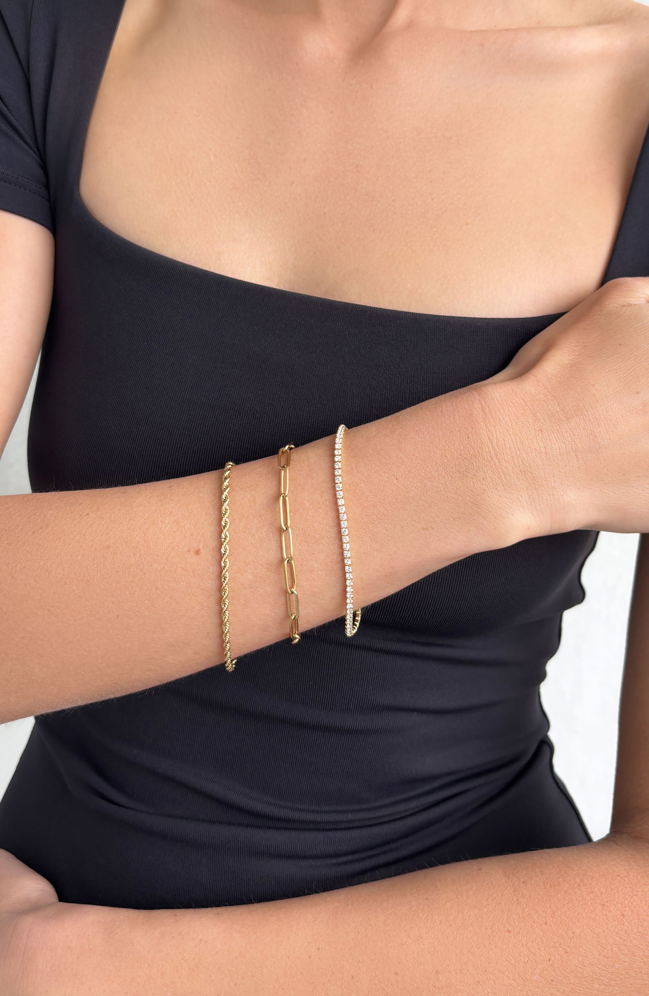 Adornia Set of 3 Paper Clip Rope Chain Bracelets