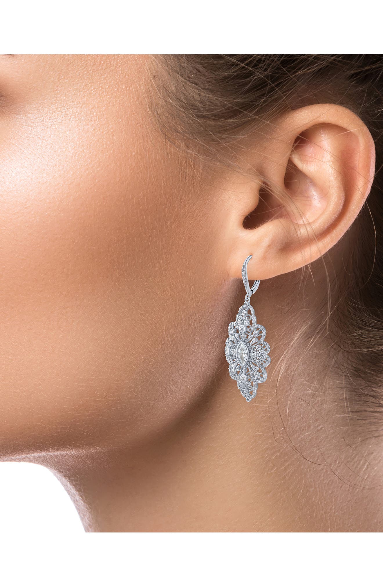 JARDIN Open Work Filagree Drop Earrings