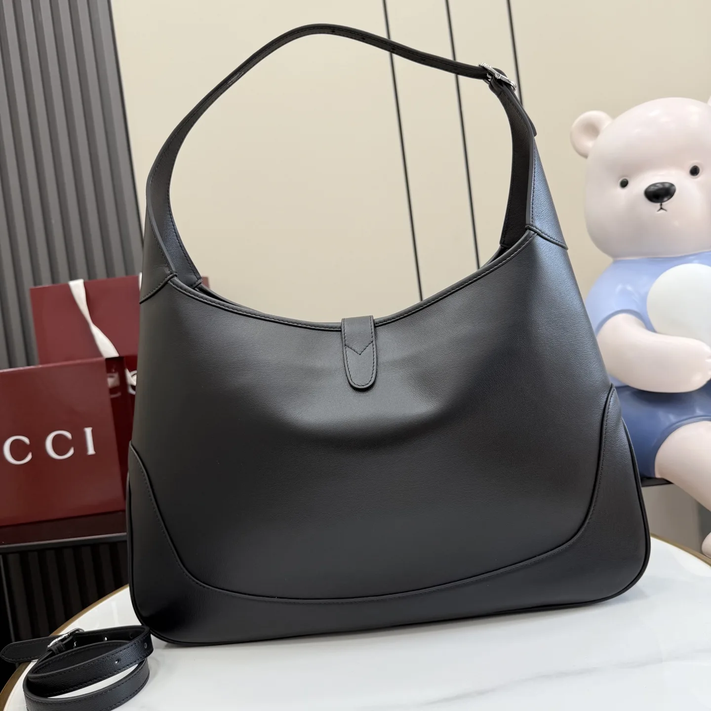 Gucci Jackie Black Grained Leather Shoulder Bag product photo from LabelPicks