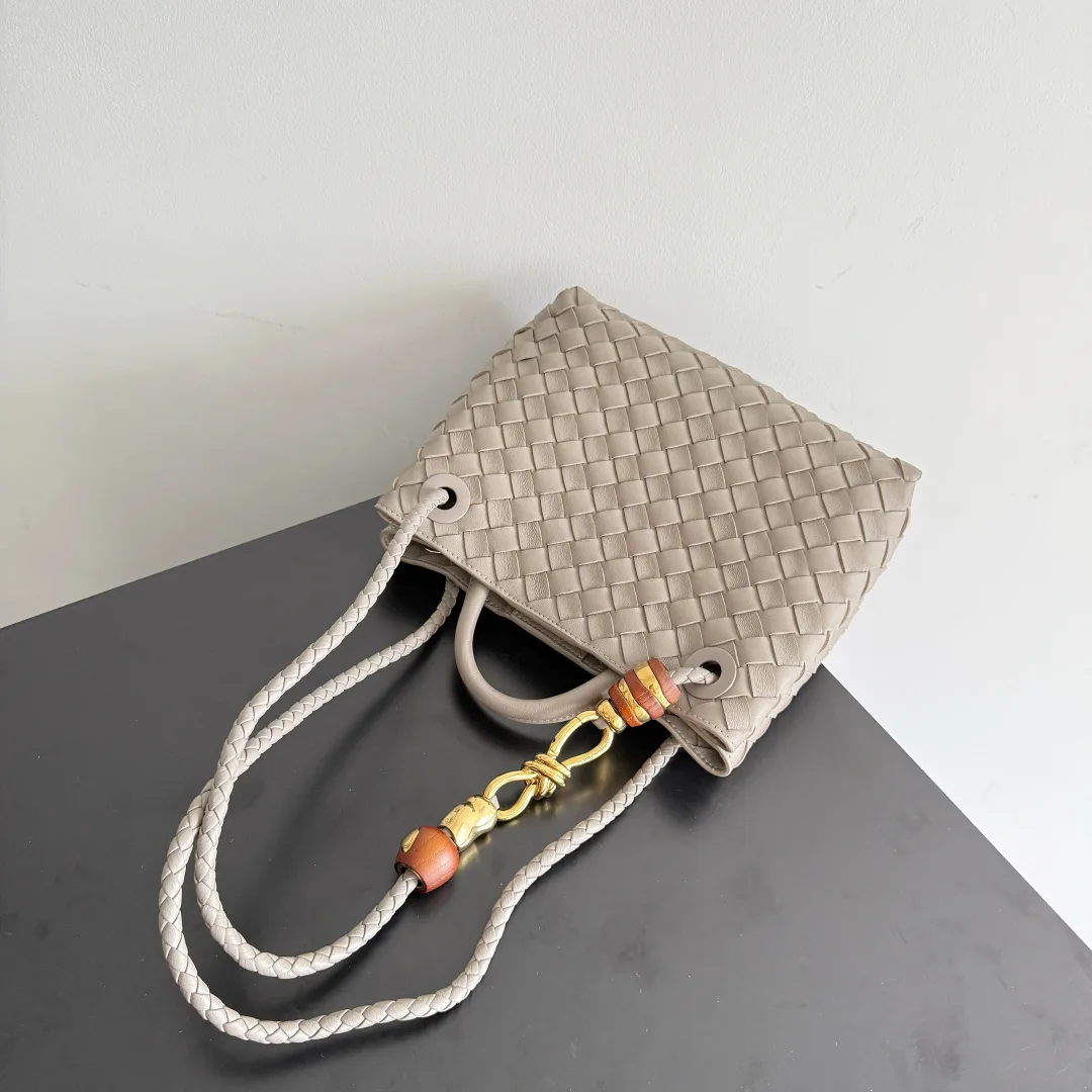 Bottega Veneta Andiamo Grey Intrecciato Woven Leather Top Handle Bag product photo from LabelPicks
