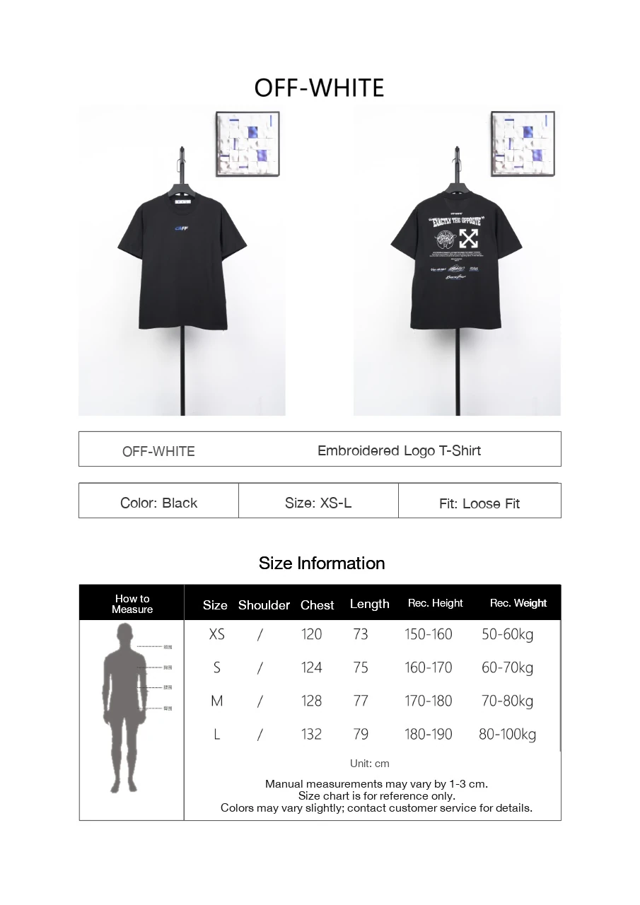 Off-White Black Blue White Embroidered OFF Globe Arrow T-Shirt product photo from LabelPicks