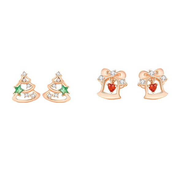 925 Sterling Silver Christmas Tree Stud Earrings| Holiday Gift Jewelry