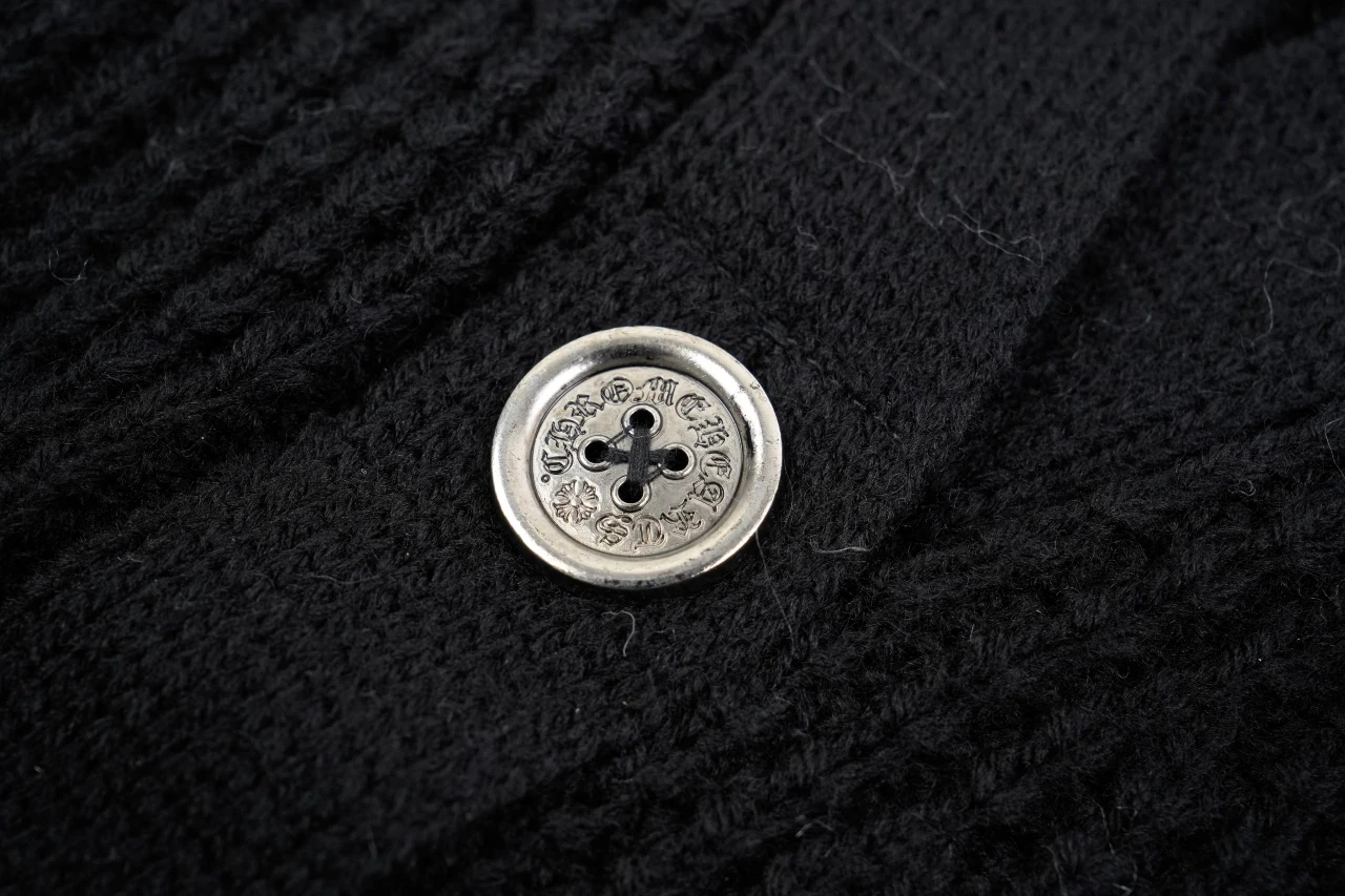 Chrome Hearts Black Waffle Cashmere Blend Cardigan product photo from LabelPicks