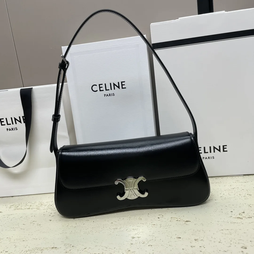 Celine Silver Triomphe Lambskin Shoulder Bag product photo from LabelPicks