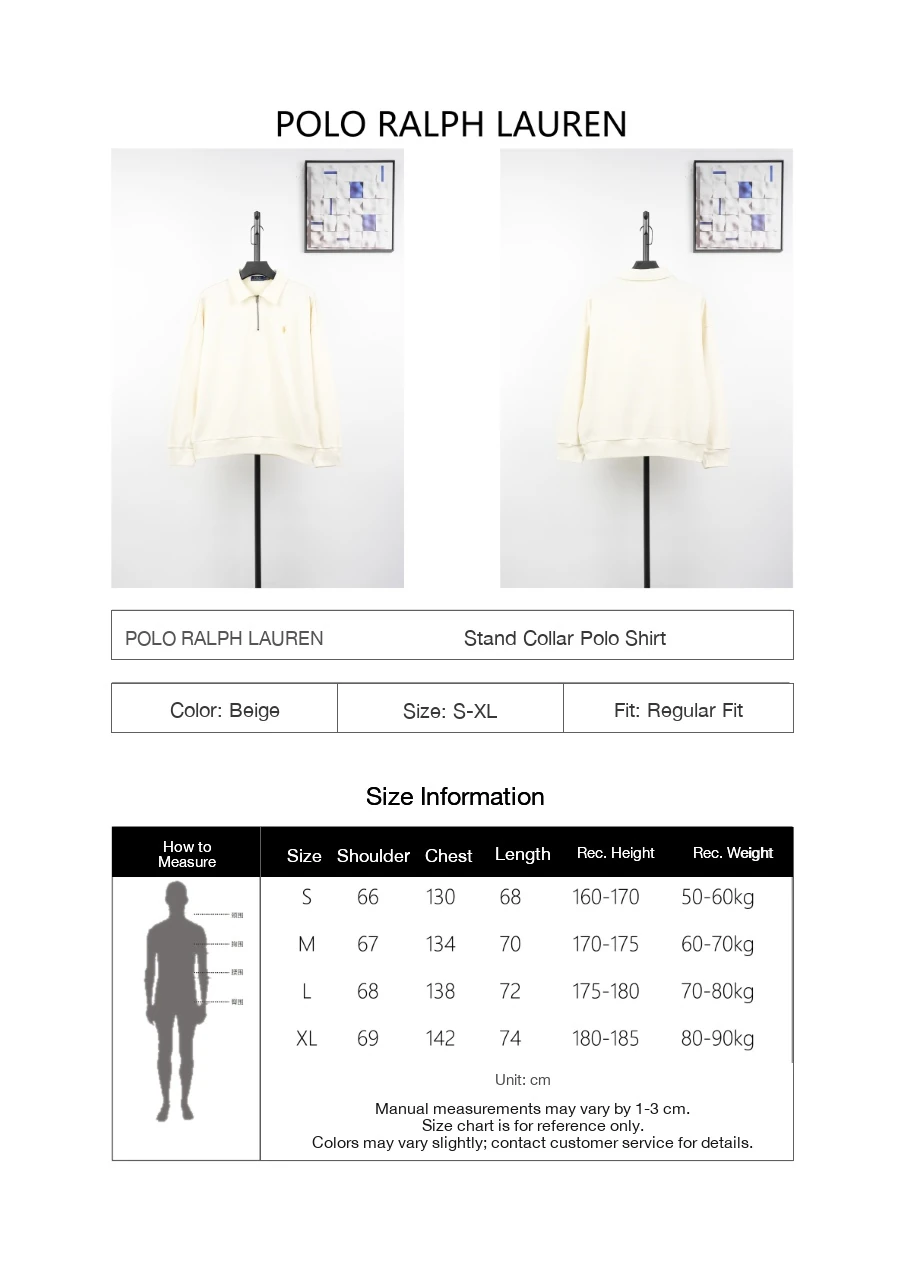 Ralph Lauren Off White Pony Embroidered Half Zip Long Sleeve Polo Shirt product photo from LabelPicks