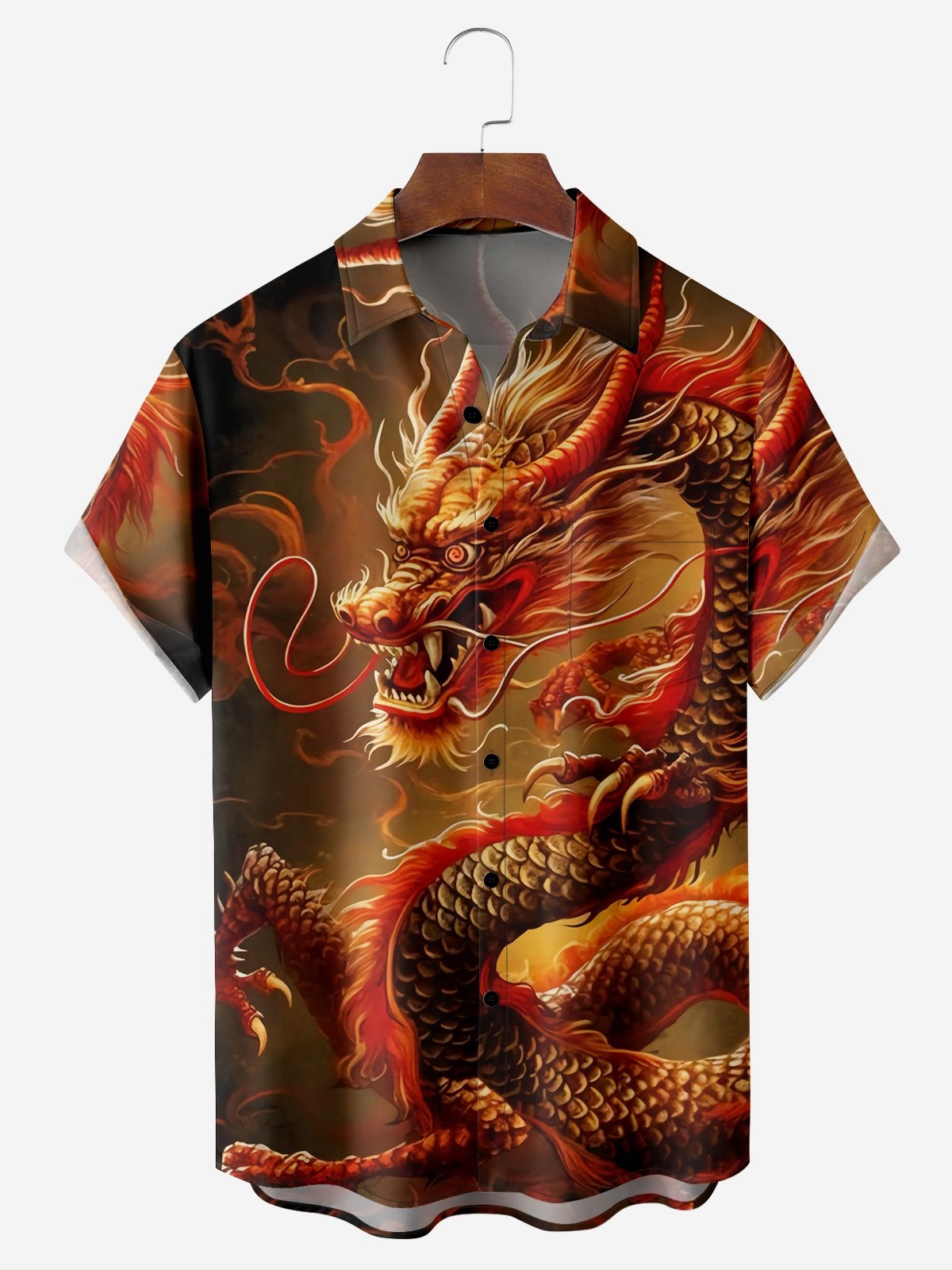 Moisture-wicking Dragon Chest Pocket Hawaiian Shirt