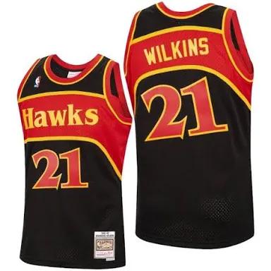 Dominique Wilkins Atlanta Hawks M &N Throwback Swingman Jersey - Black/Red/White