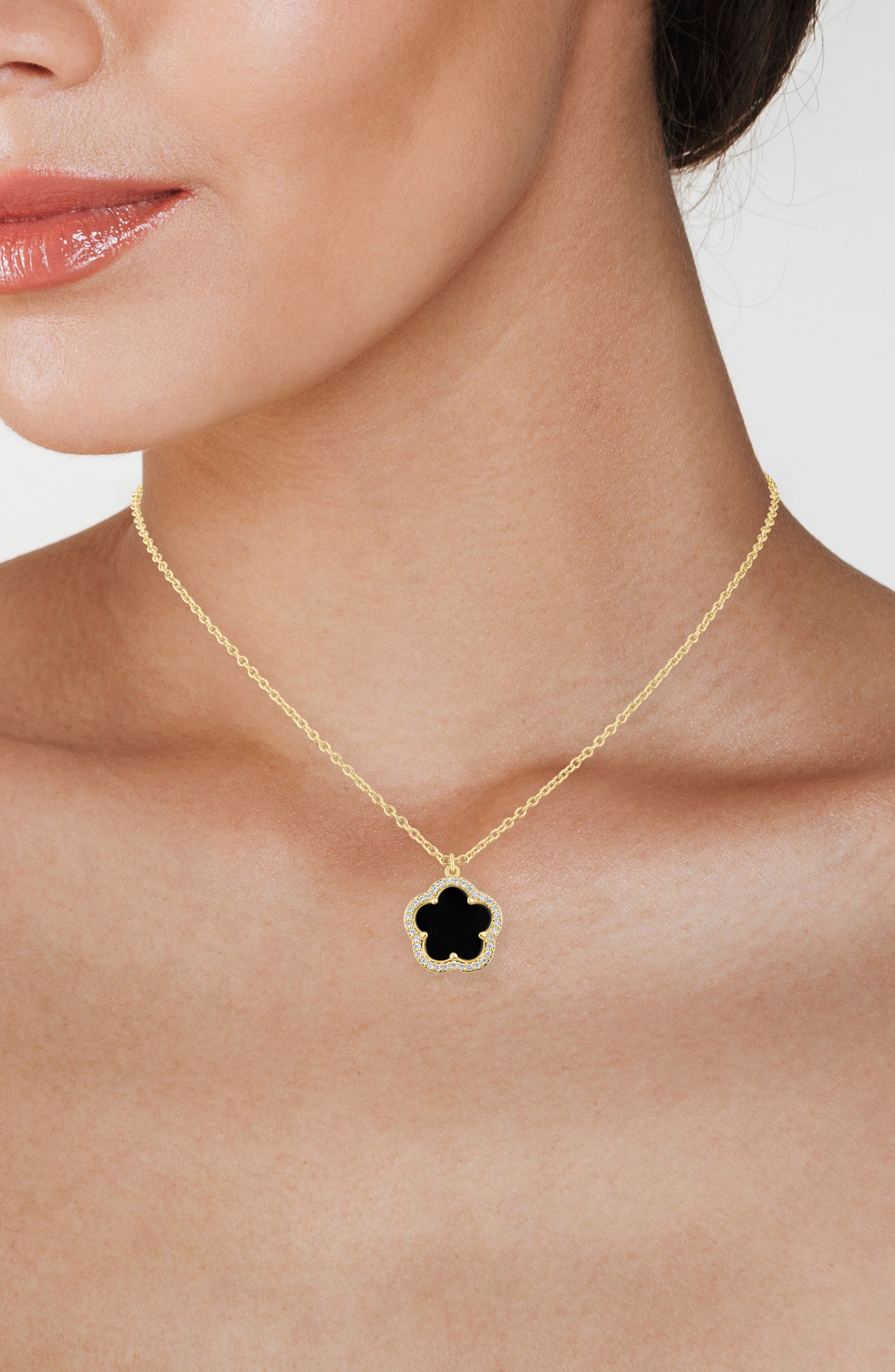 CZ by Kenneth Jay Lane CZ Clover Pendant Necklace
