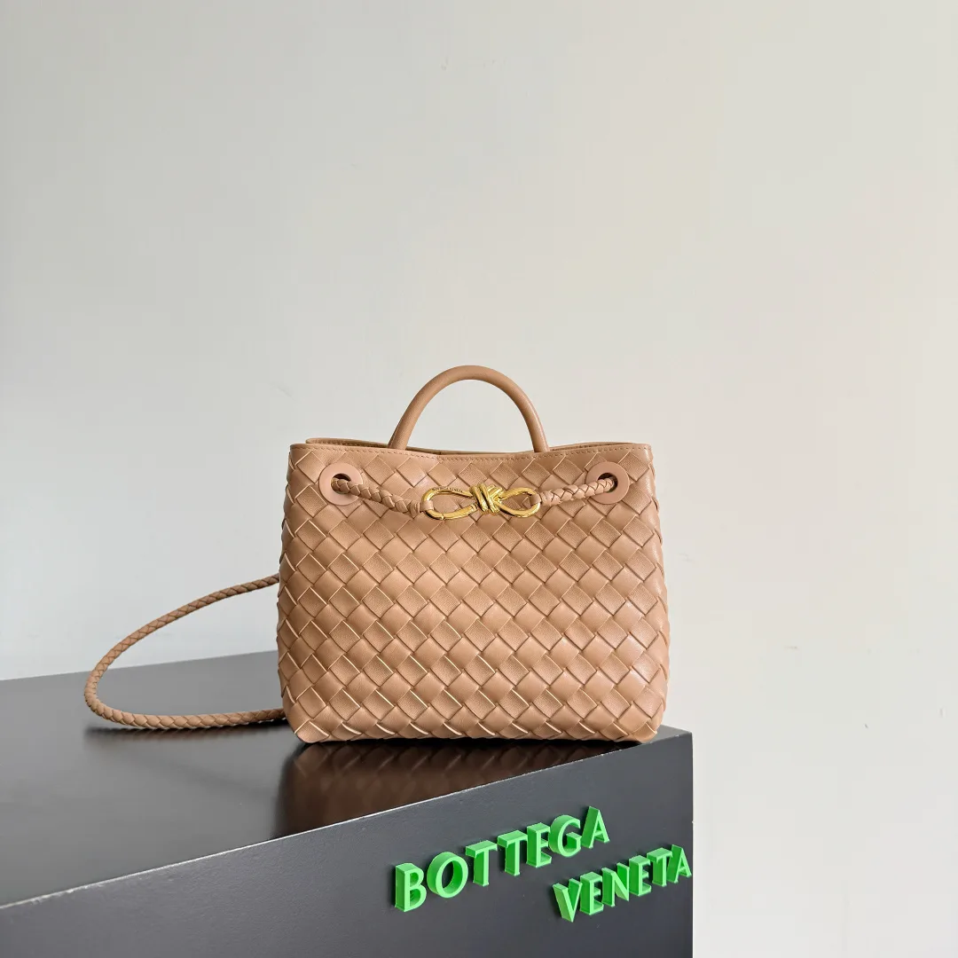 Bottega Veneta Brown Andiamo Intrecciato Woven Leather Top Handle Bag product photo from LabelPicks
