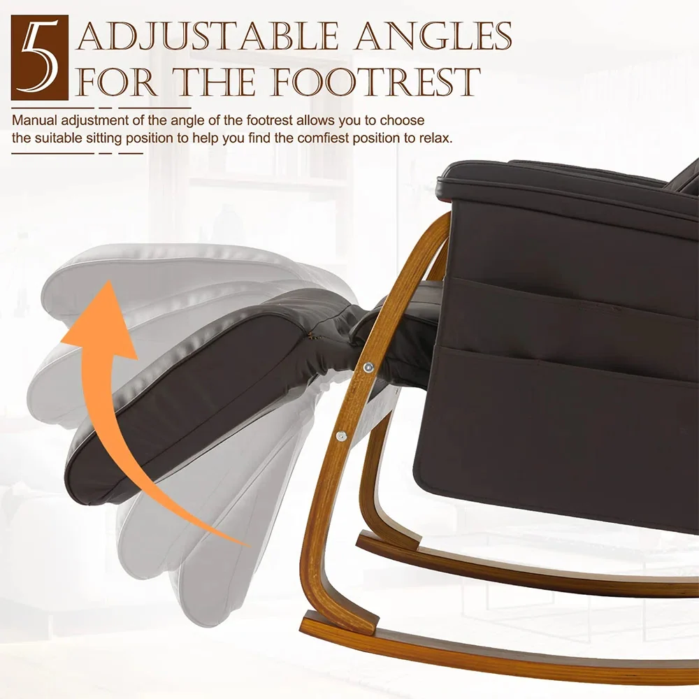 Heated Massage Rocking Chair - PU Leather Recliner with Vibration