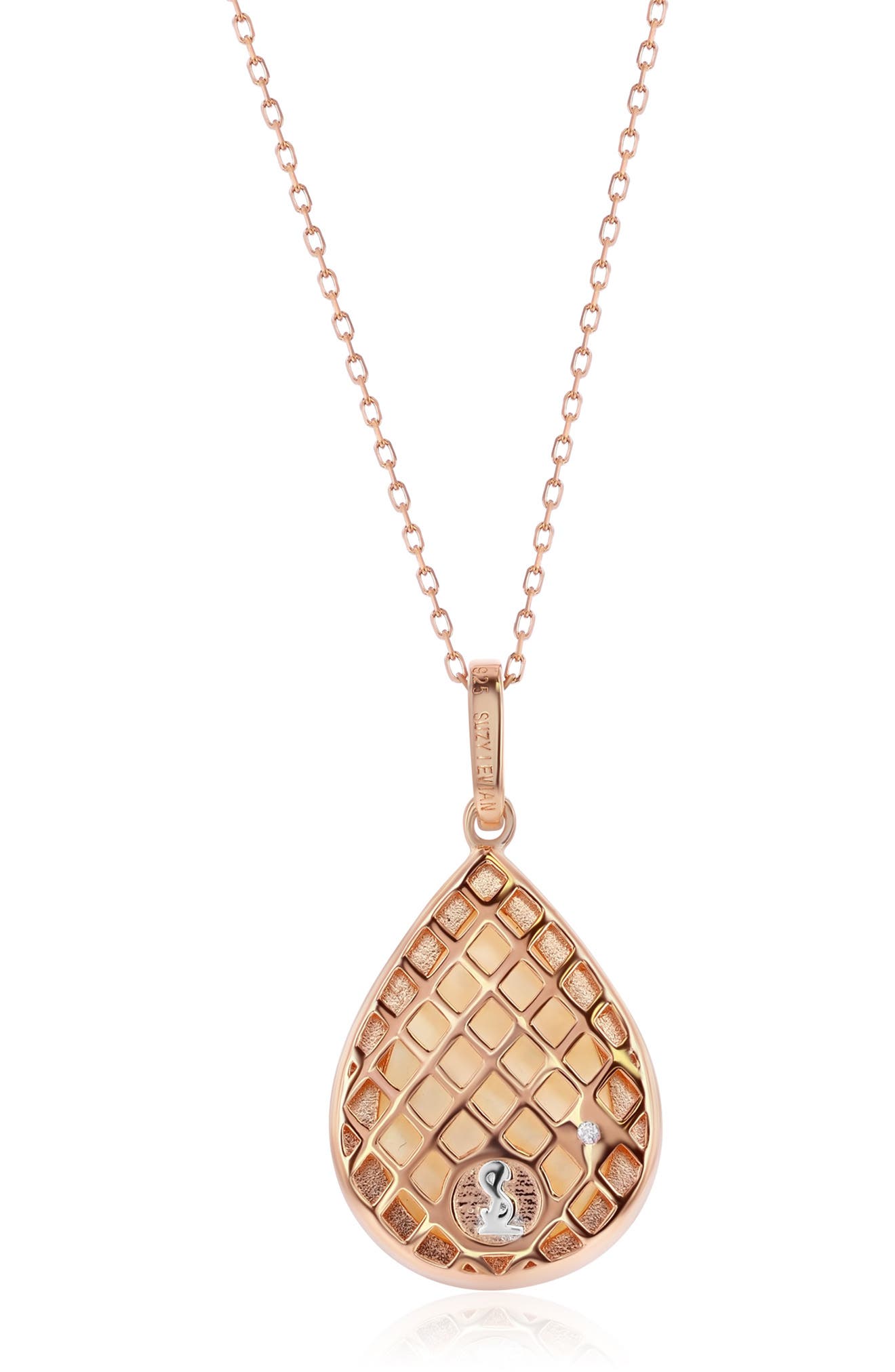 SUZY LEVIAN Cubic Zirconia & Mother-of-Pearl Teardrop Pendant Necklace
