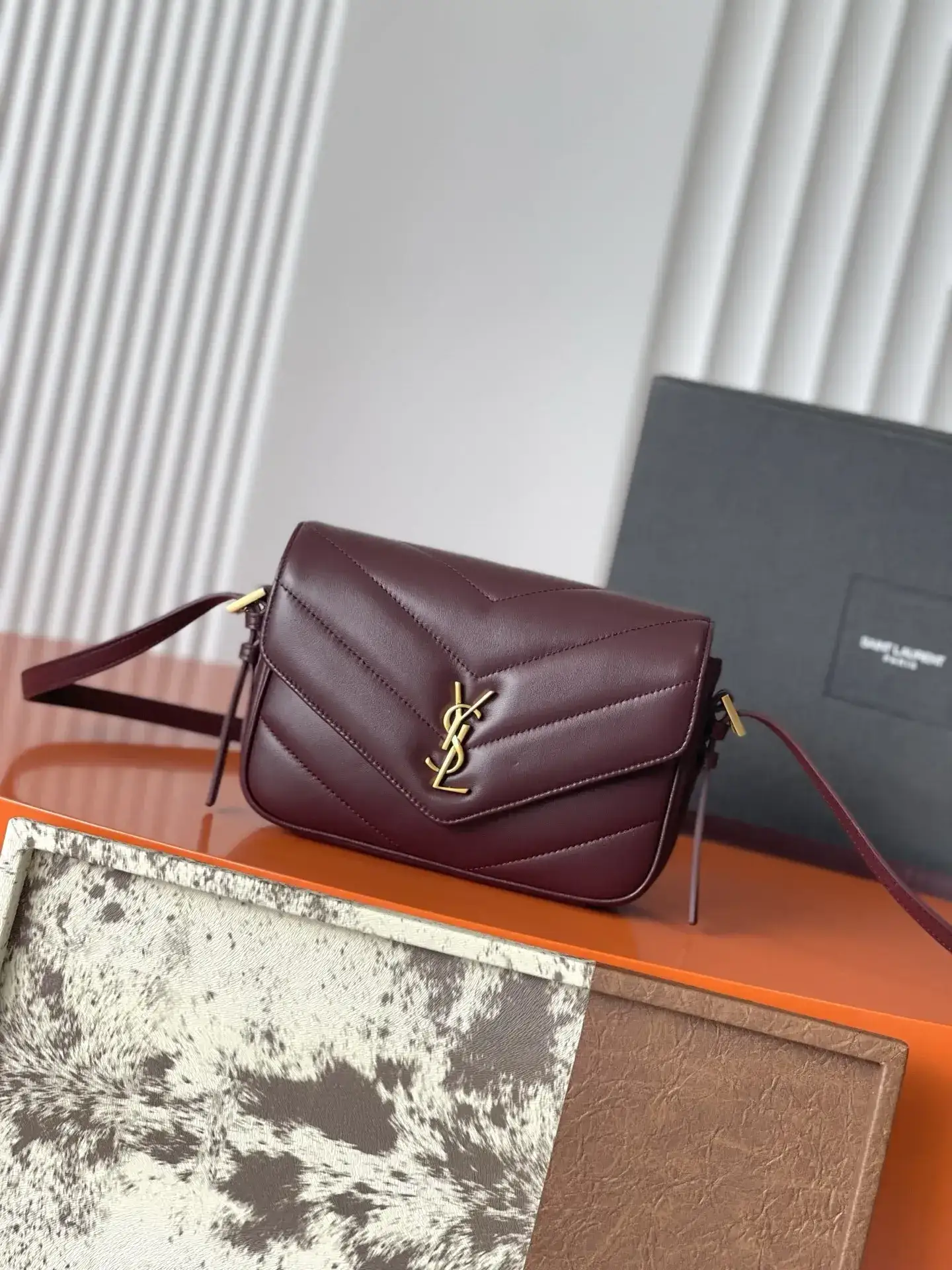 Saint Laurent Burgundy Loulou Quilted Leather Crossbody Bag product photo from LabelPicks