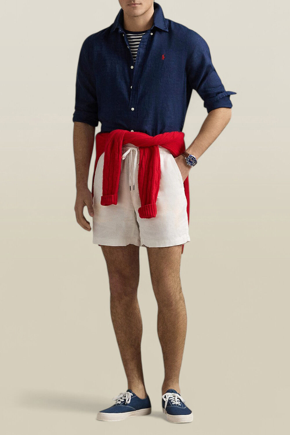 POLO RALPH LAUREN חולצת כפתורים מפשתן
