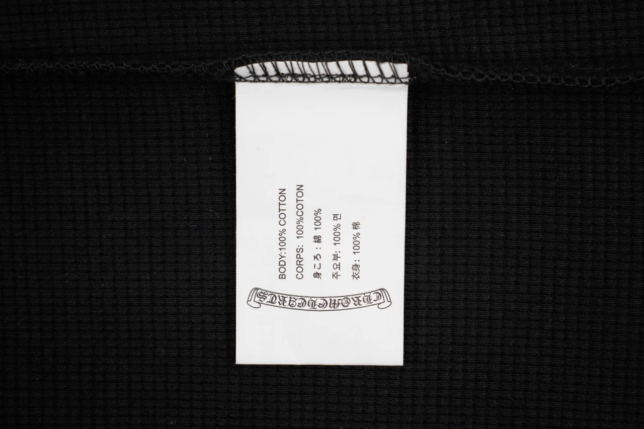 Chrome Hearts Black Tonal Embroidered Waffle Henley Long Sleeve product photo from LabelPicks