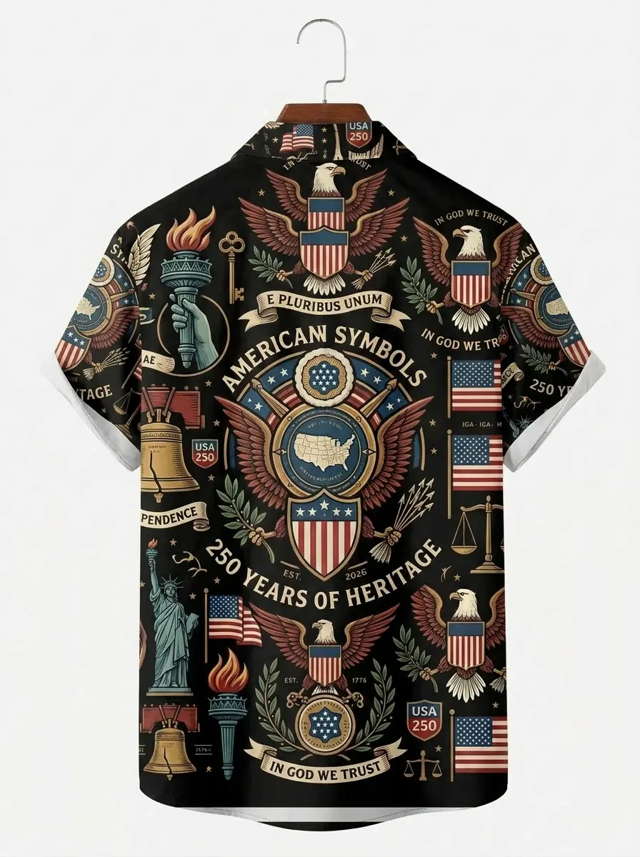 Men's printed shirts, American Symbols 250 Years of Heritage Hawaiian Shirt