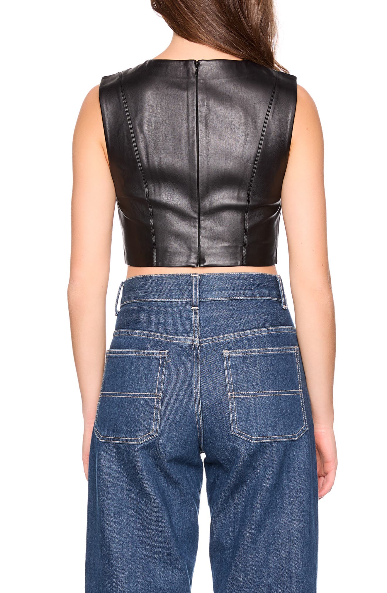 Susana Monaco Sleeveless Faux Leather Crop Top