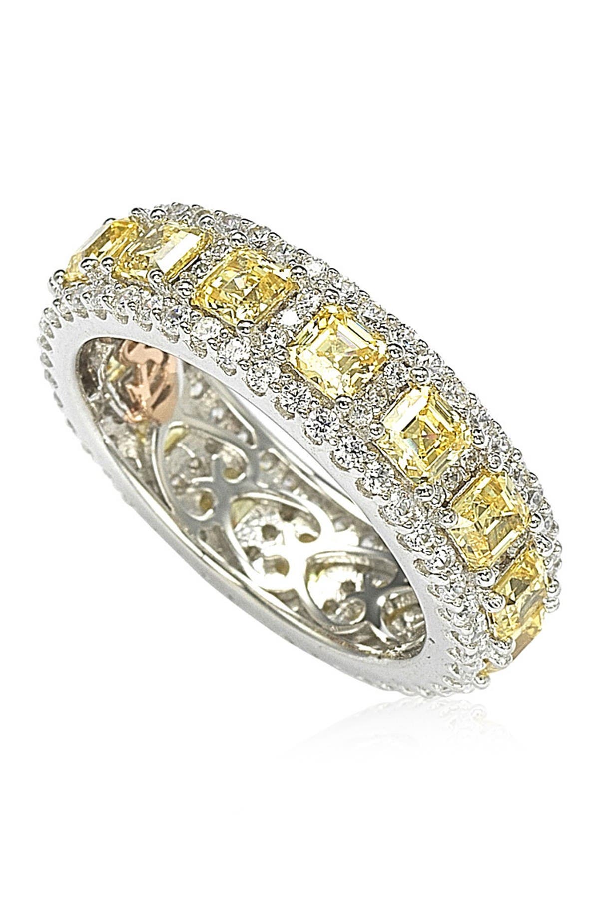 SUZY LEVIAN Sterling Silver Asscher CZ Eternity Band Ring