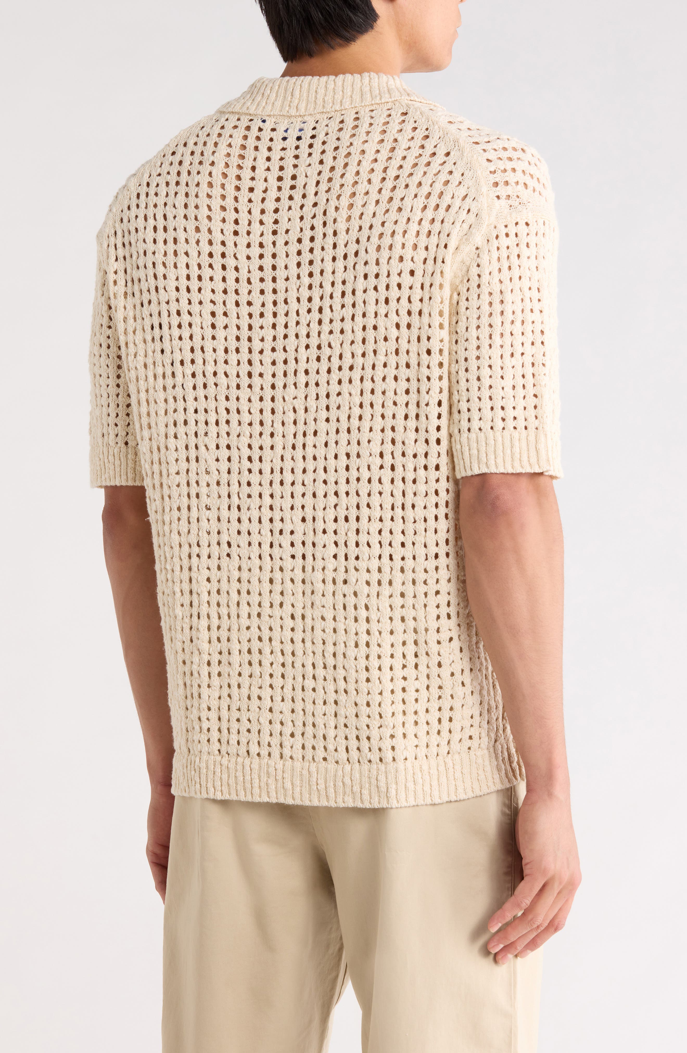 HUGO Strallo Johnny Collar Open Knit Sweater Polo
