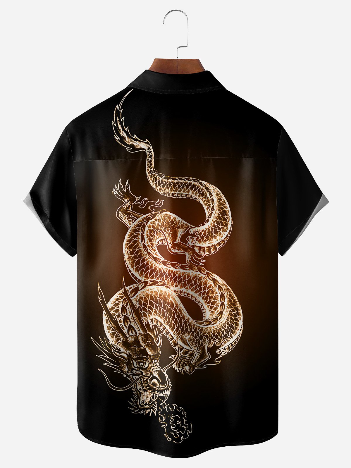 Dragon Chest Pocket Short Sleeves Casual Shirt