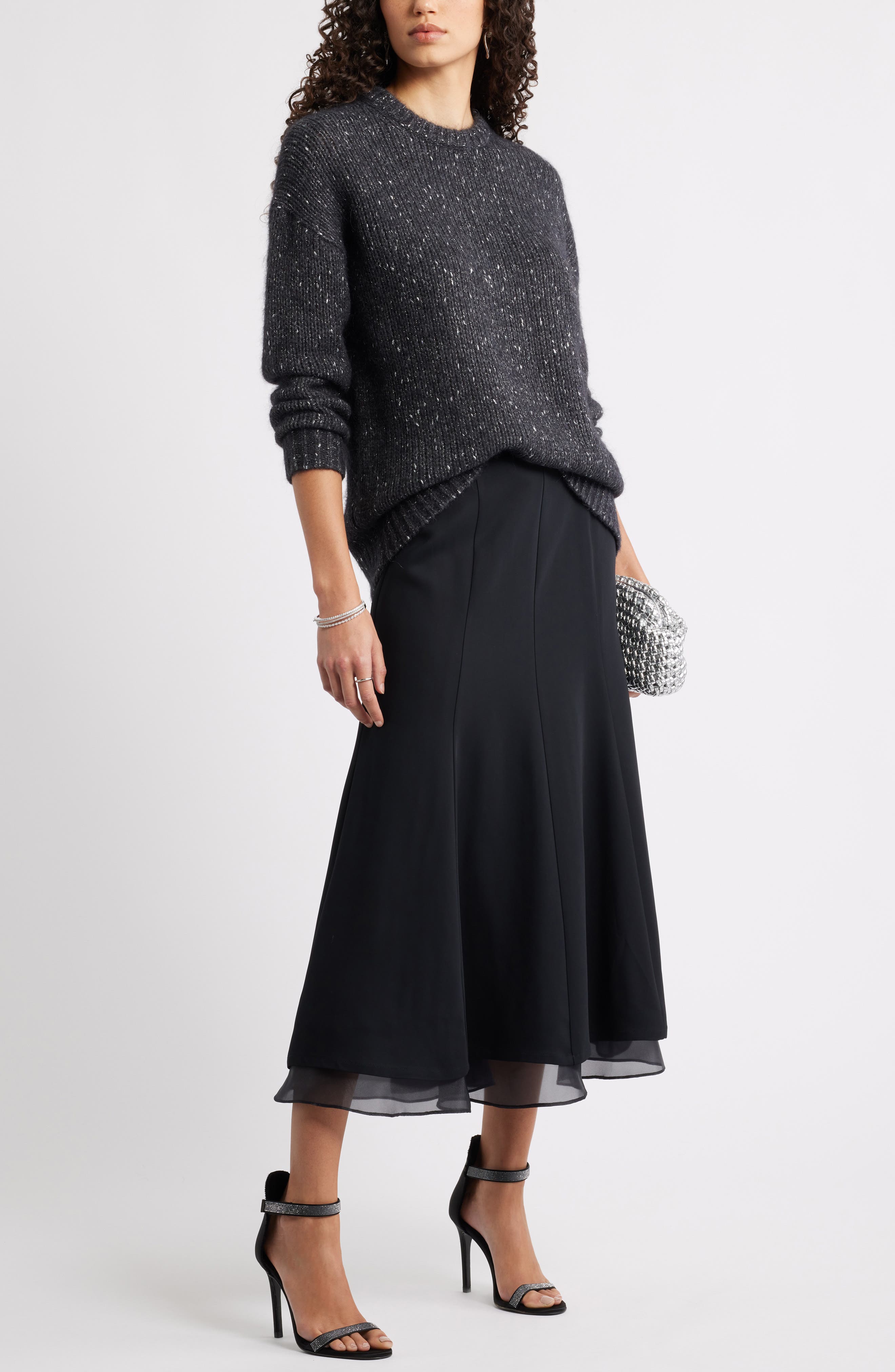 Nordstrom Seamed Layered Midi Skirt