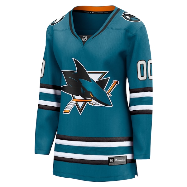 San Jose Sharks  Women's Home Breakaway Custom Jersey - Teal