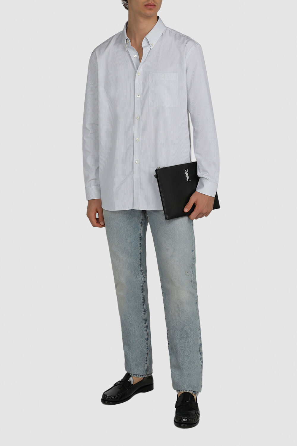 SAINT LAURENT חולצה מכופתרת מכותנה