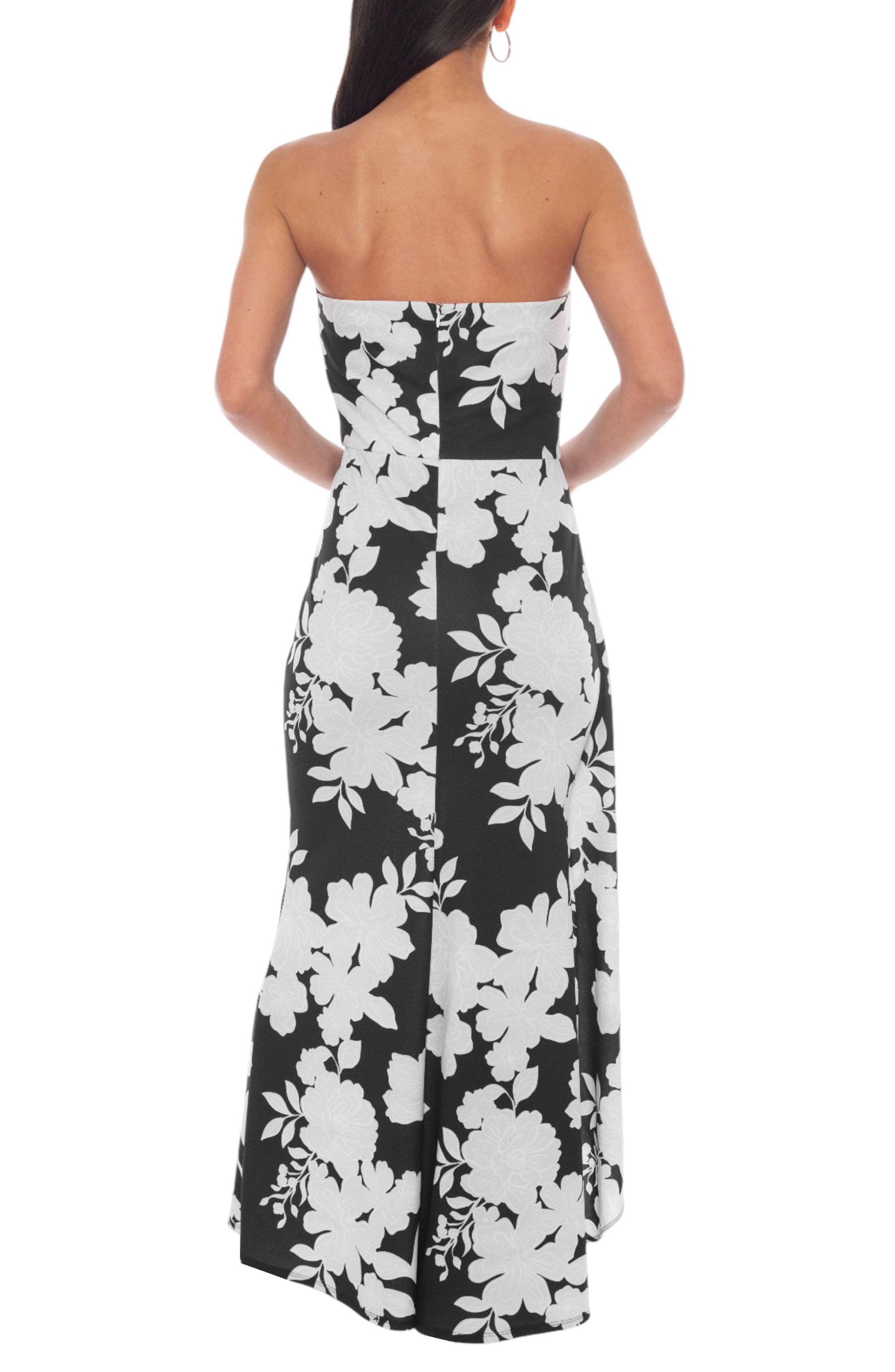 Oleg Cassini Printed Strapless Crepe Gown