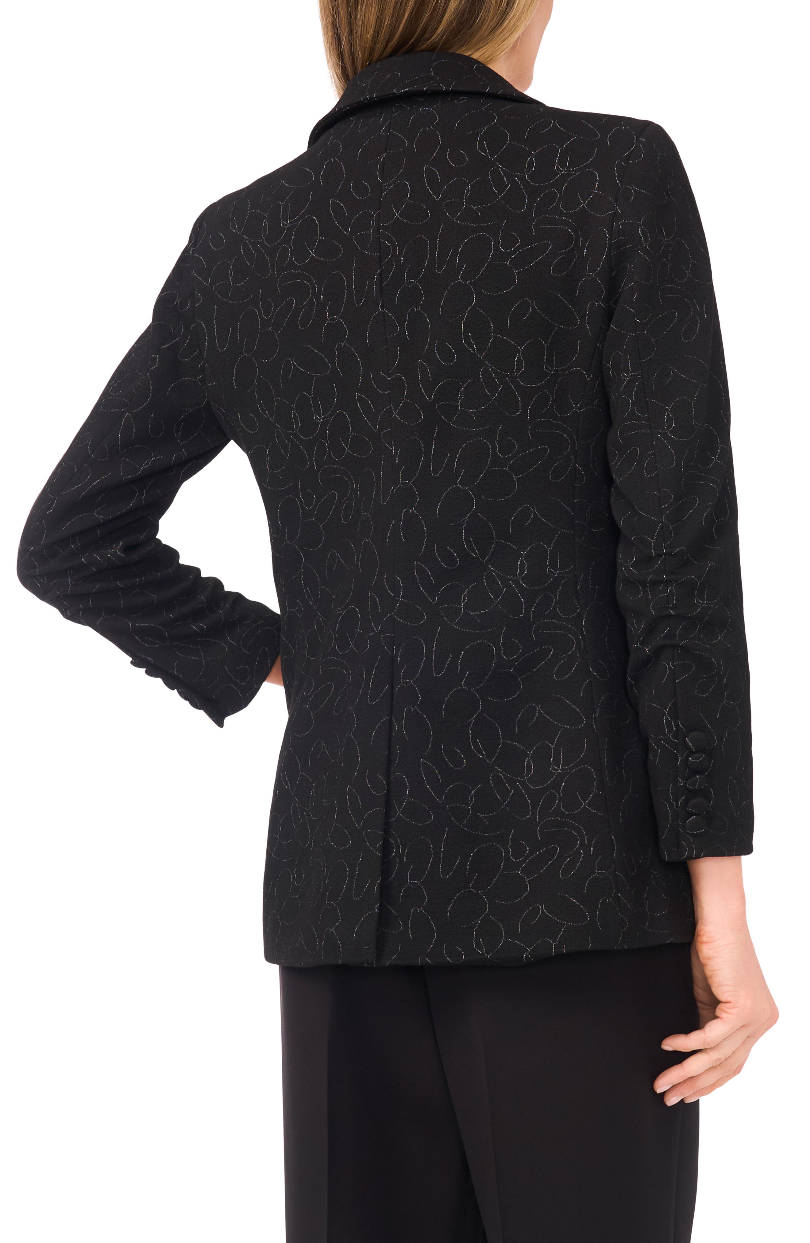 Halogen® Scribble Print Scrunch Sleeve Blazer