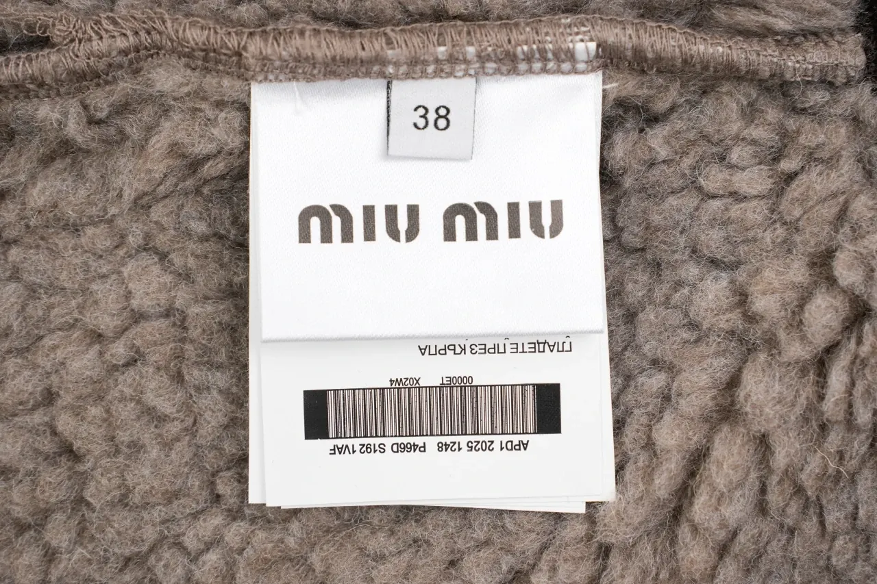 Miu Miu Maillard Brown Logo Sherpa Jacket product photo from LabelPicks