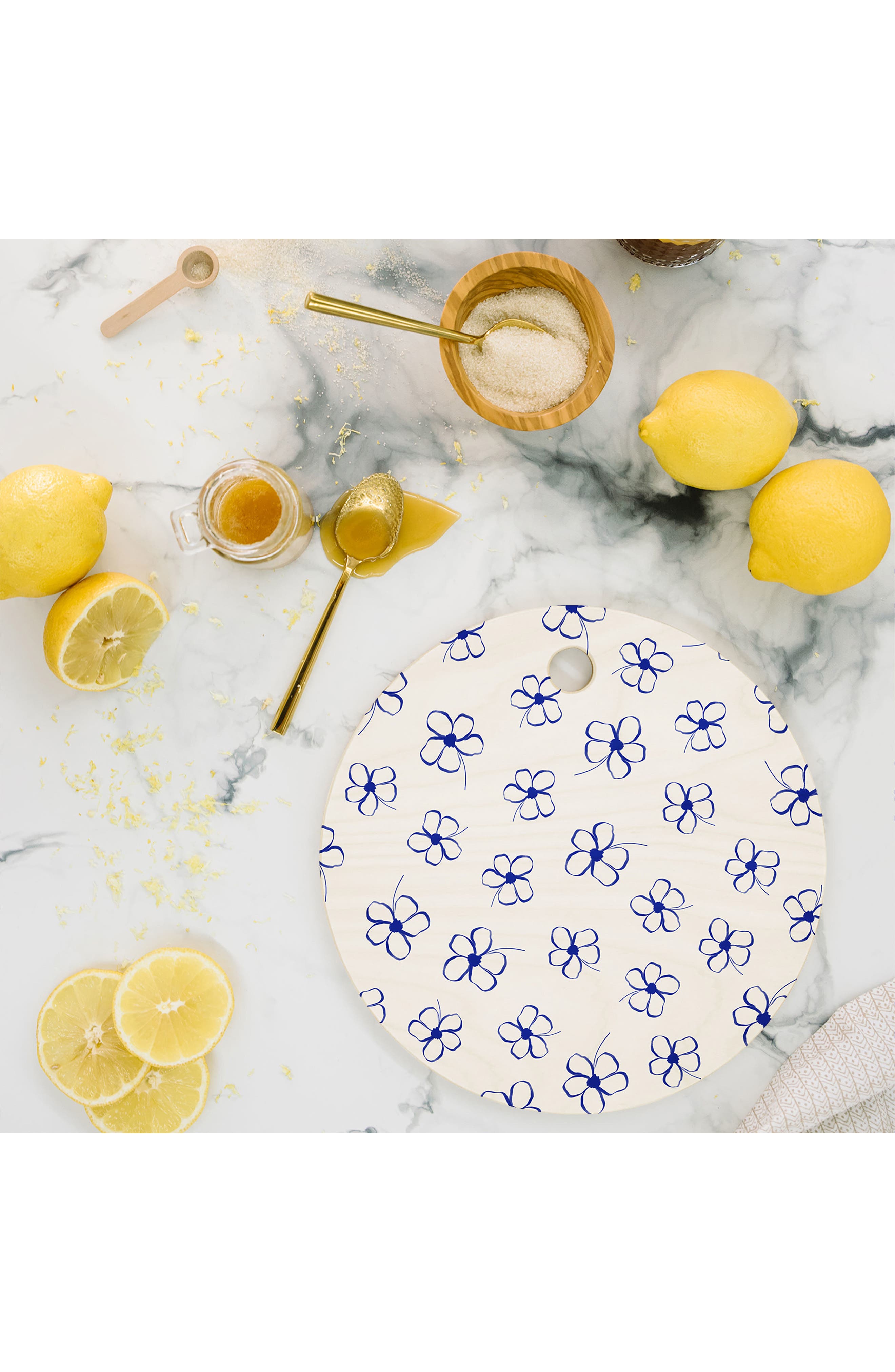 Deny Designs Blue Flowers Cutting Board