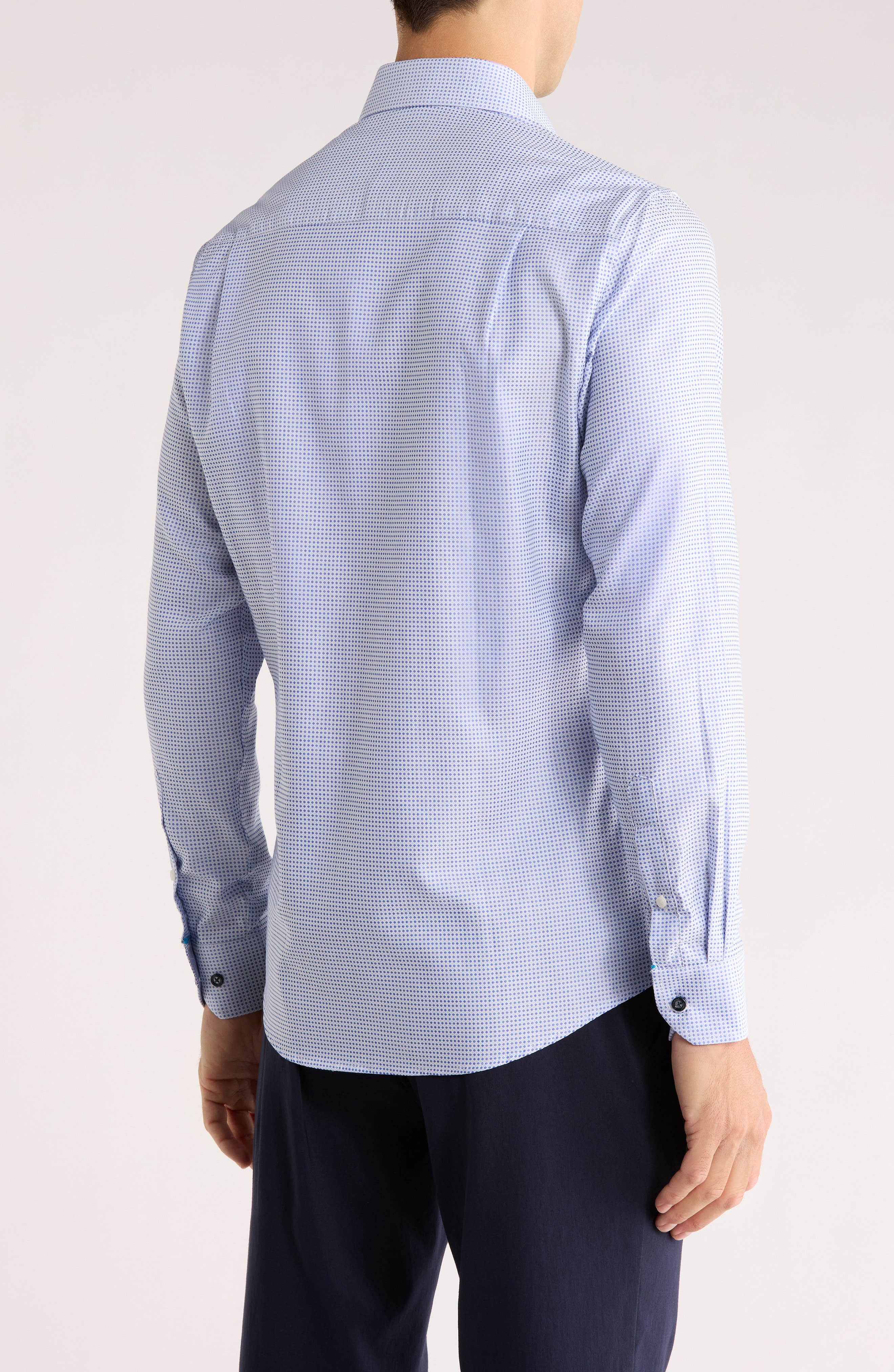 Duchamp Tailored Fit Diamond Stretch Cotton Dress Shirt