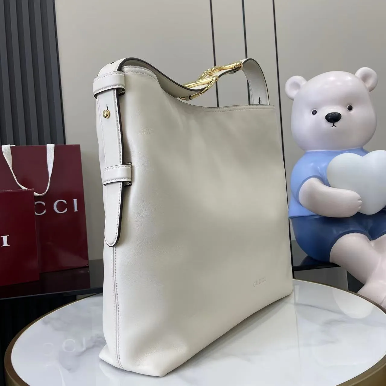 Gucci White Smooth Leather Tote Bag product photo from LabelPicks