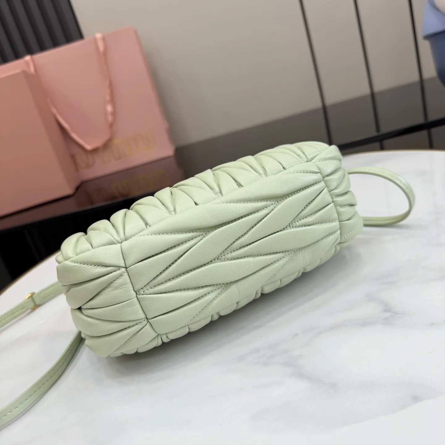 Miu Miu Matelasse Green Lambskin Shoulder Bag product photo from LabelPicks