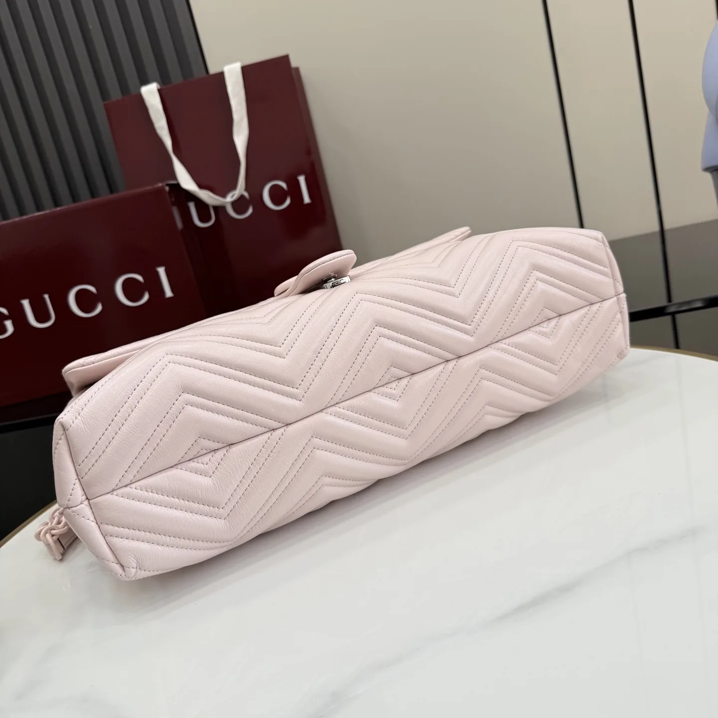 Gucci Marmont Pink GG Supreme Canvas Shoulder Bag product photo from LabelPicks