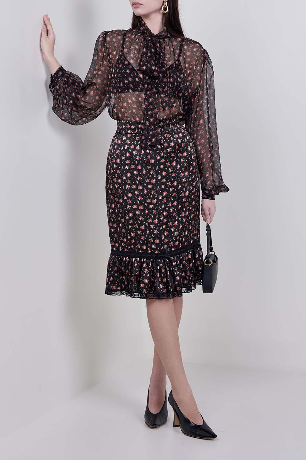 DOLCE & GABBANA חצאית משי מידי