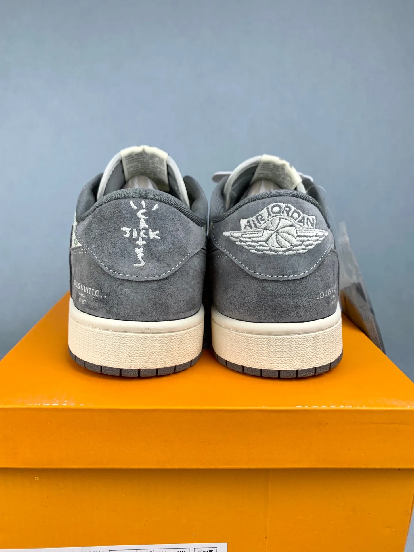 Louis Vuitton-Style Nike SB Dunk Low - White and Grey product photo from LabelPicks
