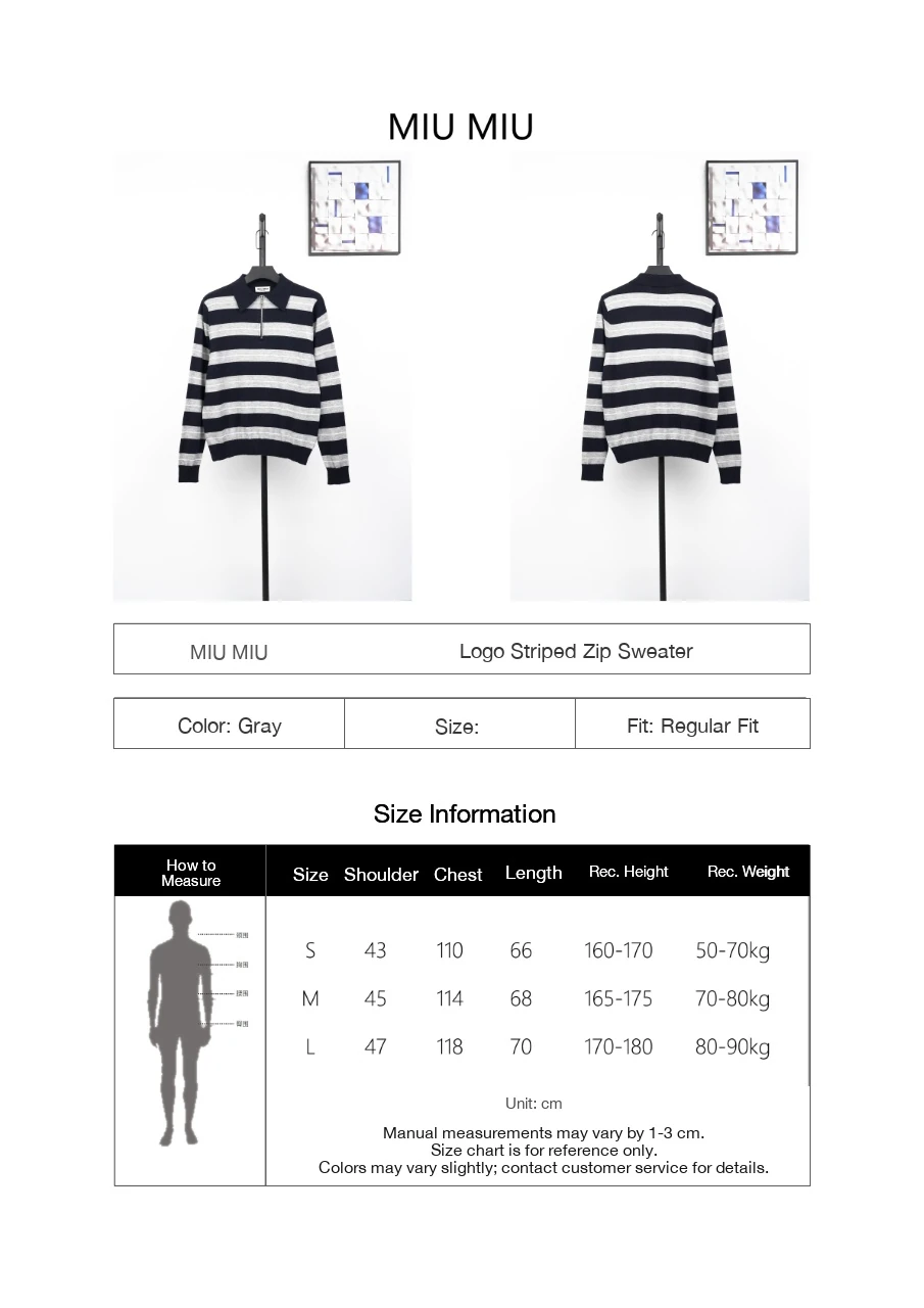 Miu Miu Navy White Stripe Logo Half Zip Sweater product photo from LabelPicks