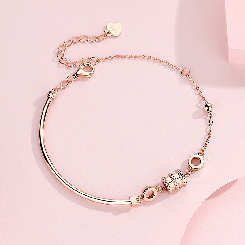 Slim waist bracelet for women, S925 sterling silver bangle, Korean-style fashionable and minimalist jewelry, niche and luxurious, ins-style forest-themed bracelet
