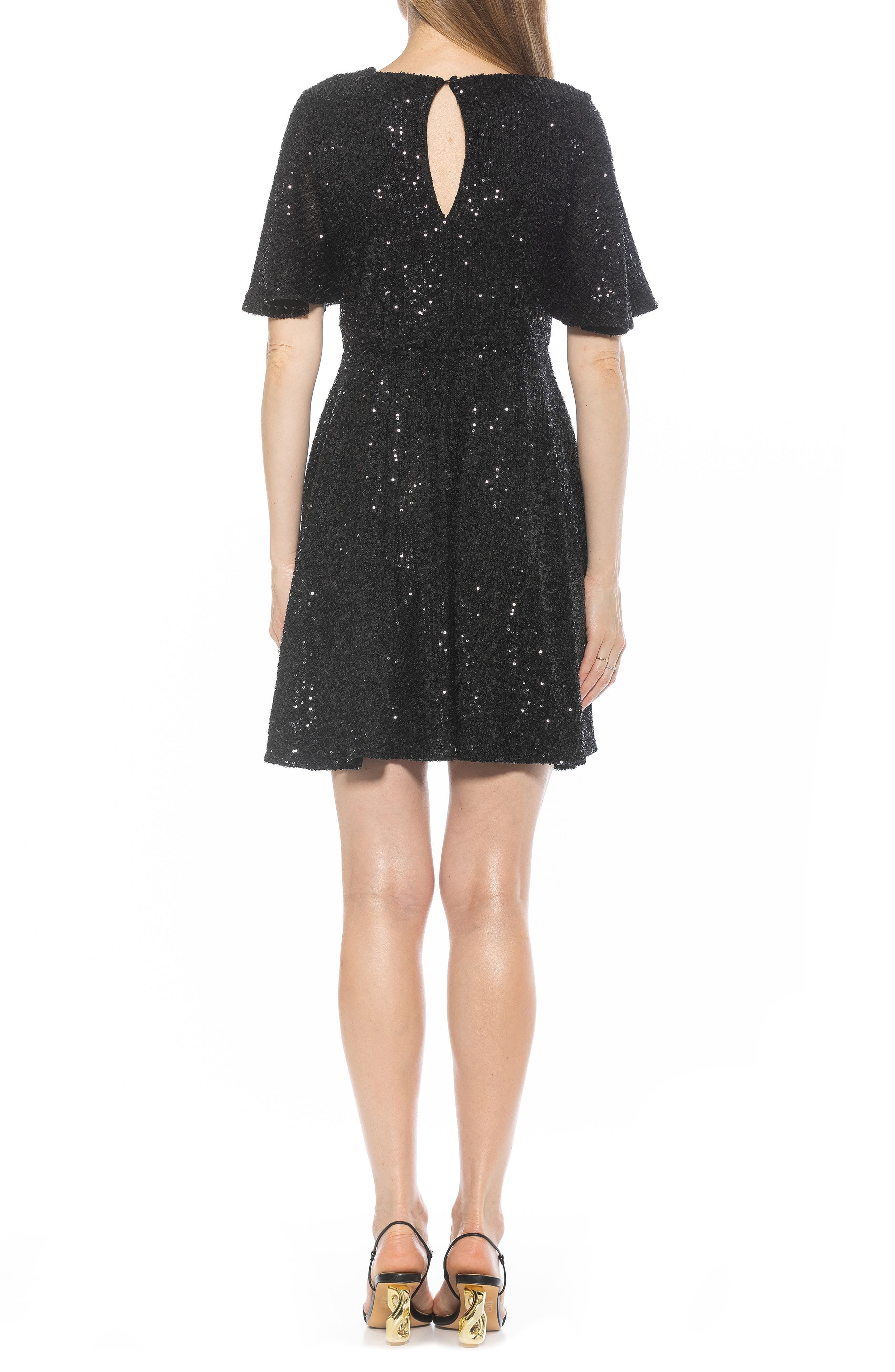 Alexia Admor Oakless Sequin Flutter Sleeve Fit & Flare Dress