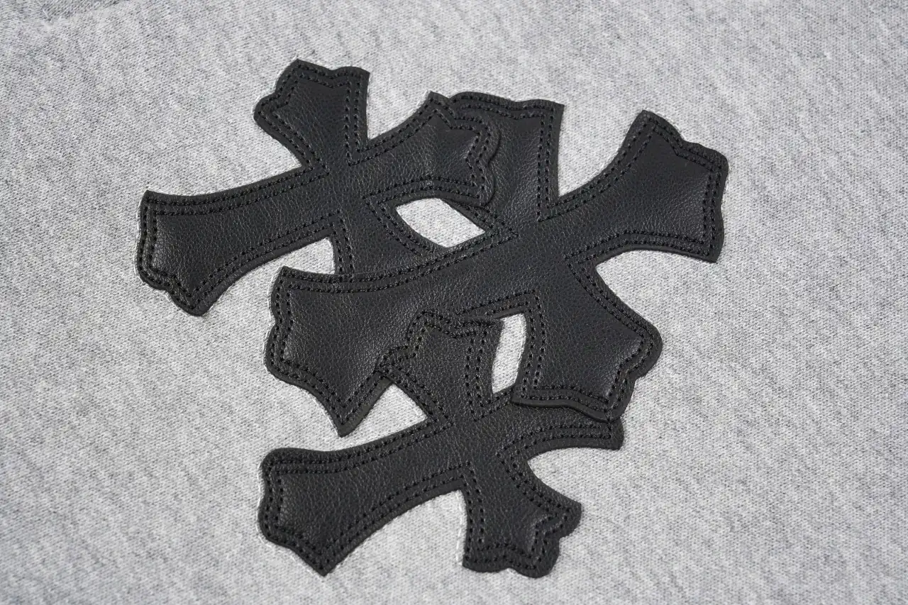Chrome Hearts Grey Cross Leather Patch Half Zip Sweatshirt product photo from LabelPicks