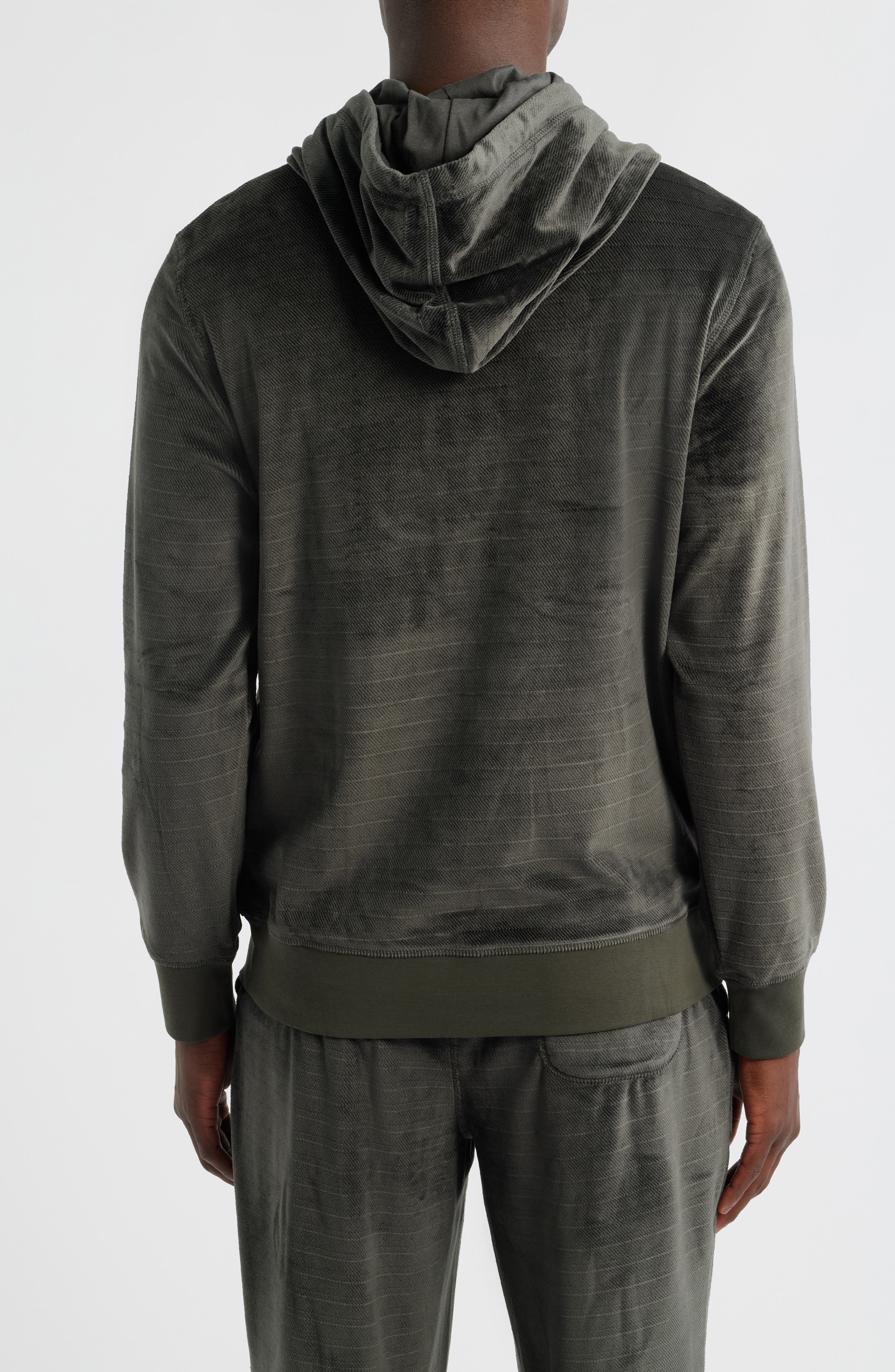 Daniel Buchler Angled Stripe Velour Pajama Hoodie