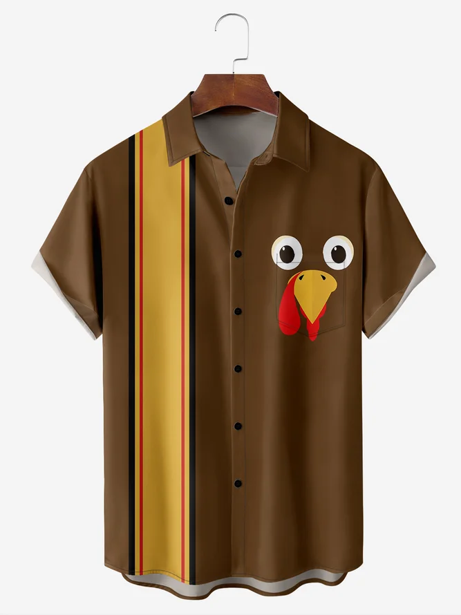 Turkey Chest Pocket Short Sleeve Bowling Shirt