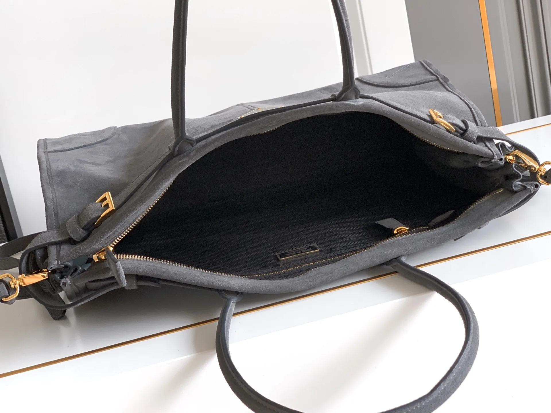 Prada Grey Calfskin Top Handle Bag product photo from LabelPicks