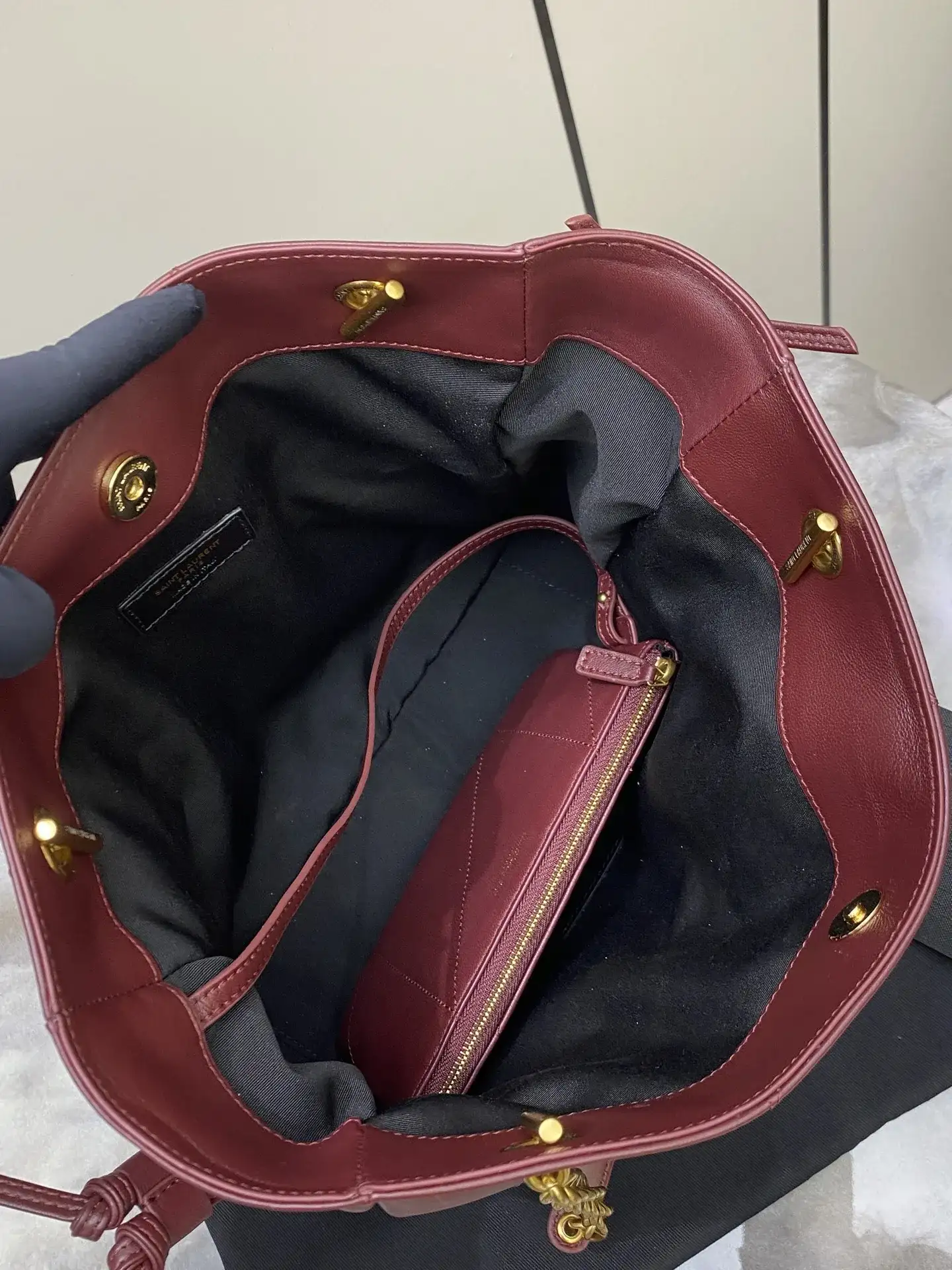 Saint Laurent Burgundy Jamie Lambskin Bucket Bag product photo from LabelPicks