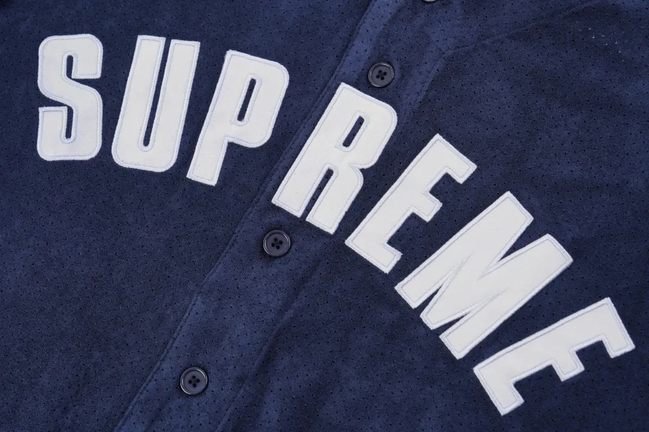 Supreme Navy Suede Mesh Baseball Jersey product photo from LabelPicks