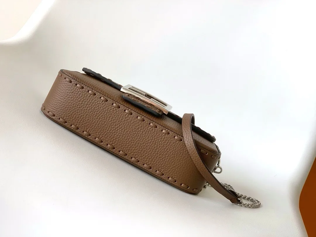 Fendi Baguette Brown Grained Leather Shoulder Bag product photo from LabelPicks