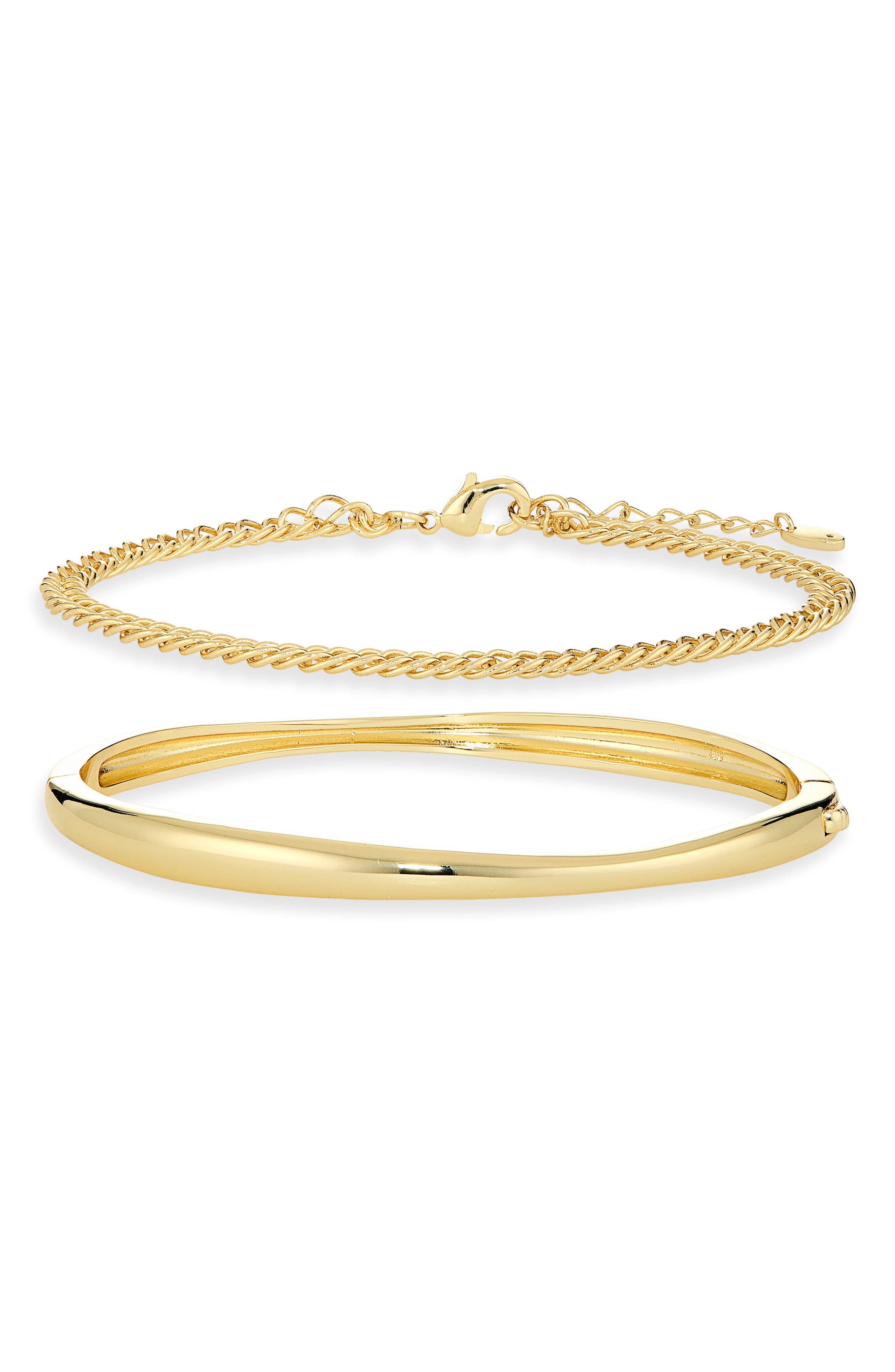 ARGENTO VIVO Set of 2 Chain & Bangle Bracelets