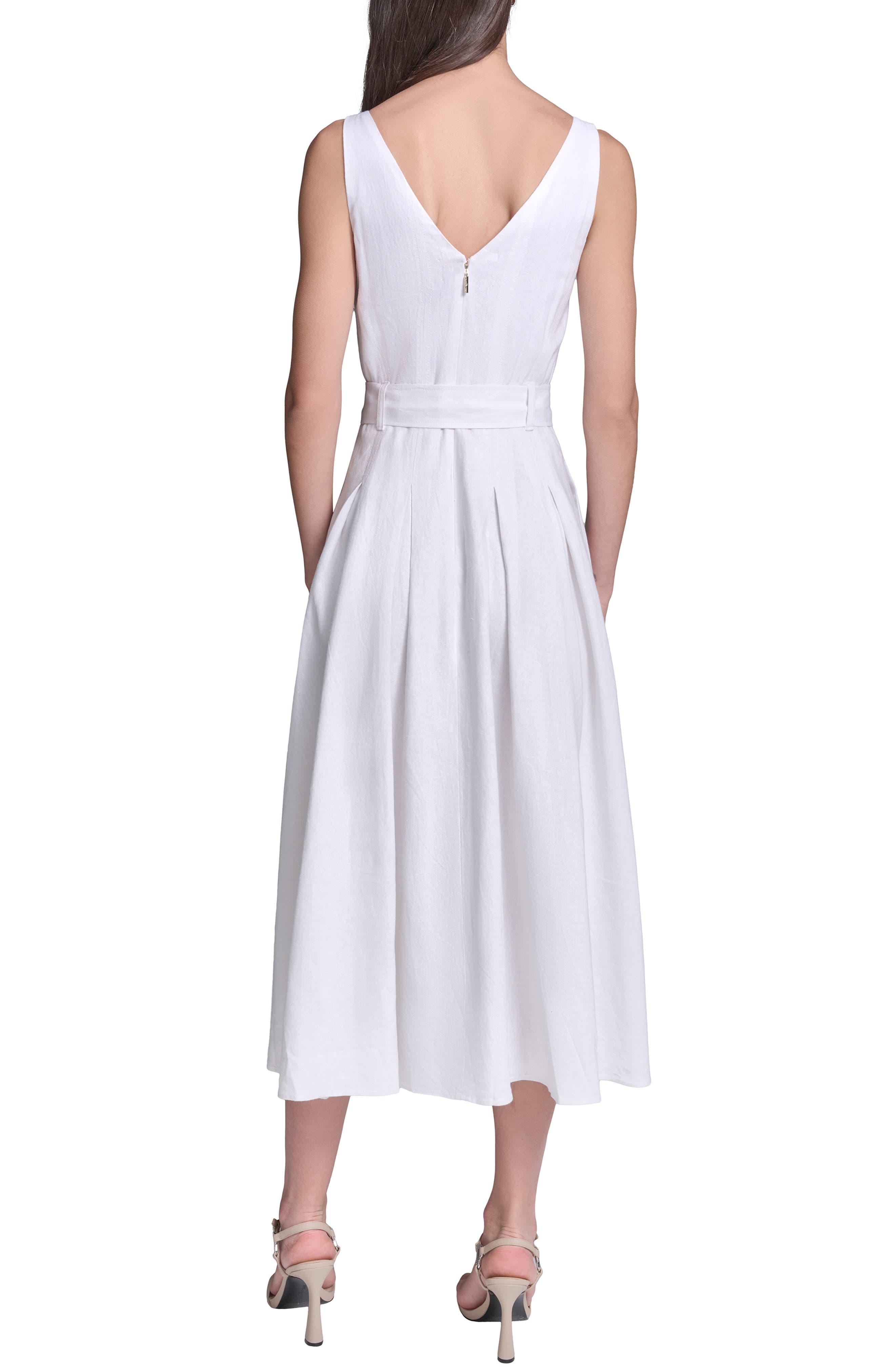 KARL LAGERFELD Belted Fit & Flare Dress