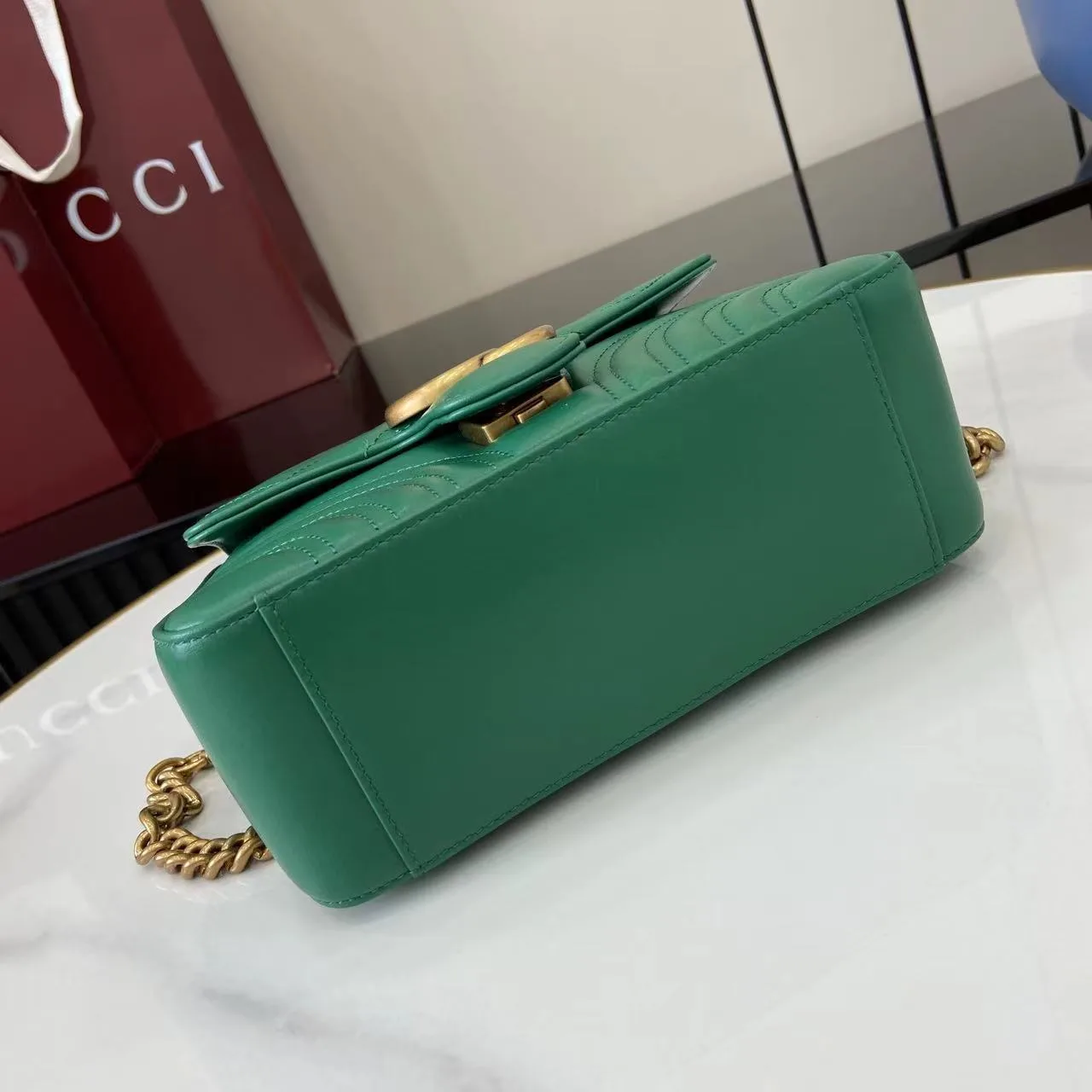 Gucci Marmont Green GG Supreme Canvas Top Handle Bag product photo from LabelPicks